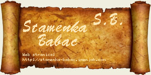 Stamenka Babac vizit kartica
